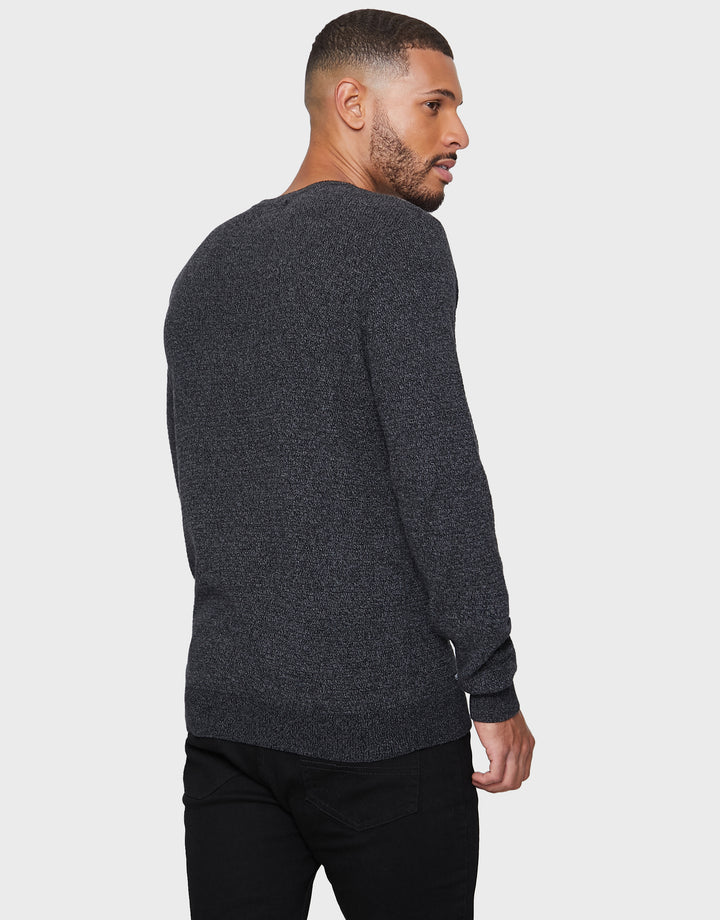 Grey Marl Black Twist Crew Neck Jumper