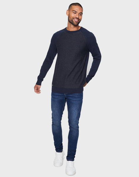 Men's Navy & Charcoal Raglan Jumper – Threadbare