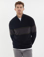 Black Colourblock Stripe Quarter Zip Jumper