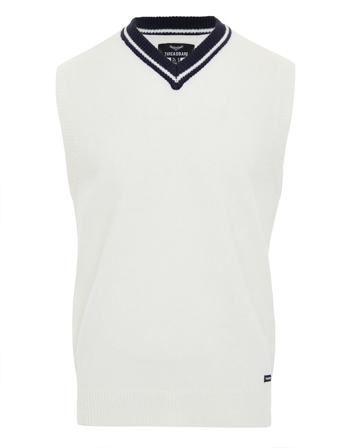 White V Neck Knitted Vest