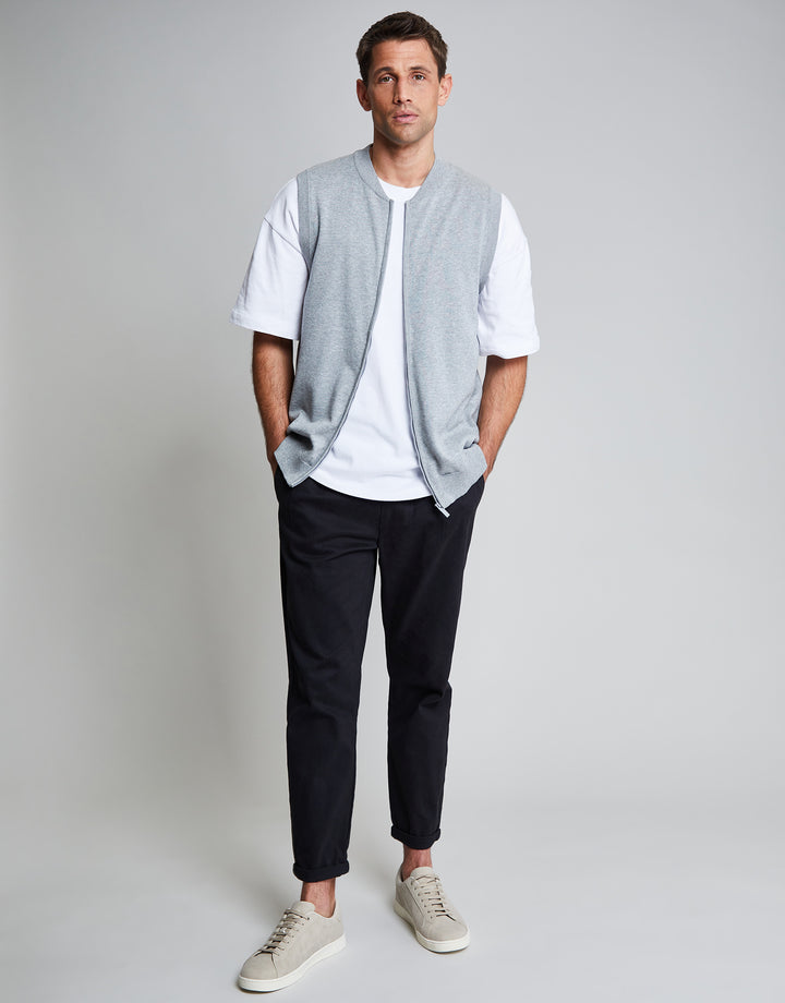 Threadbare Luxe Men's Grey Marl Zip Up Knitted Gilet