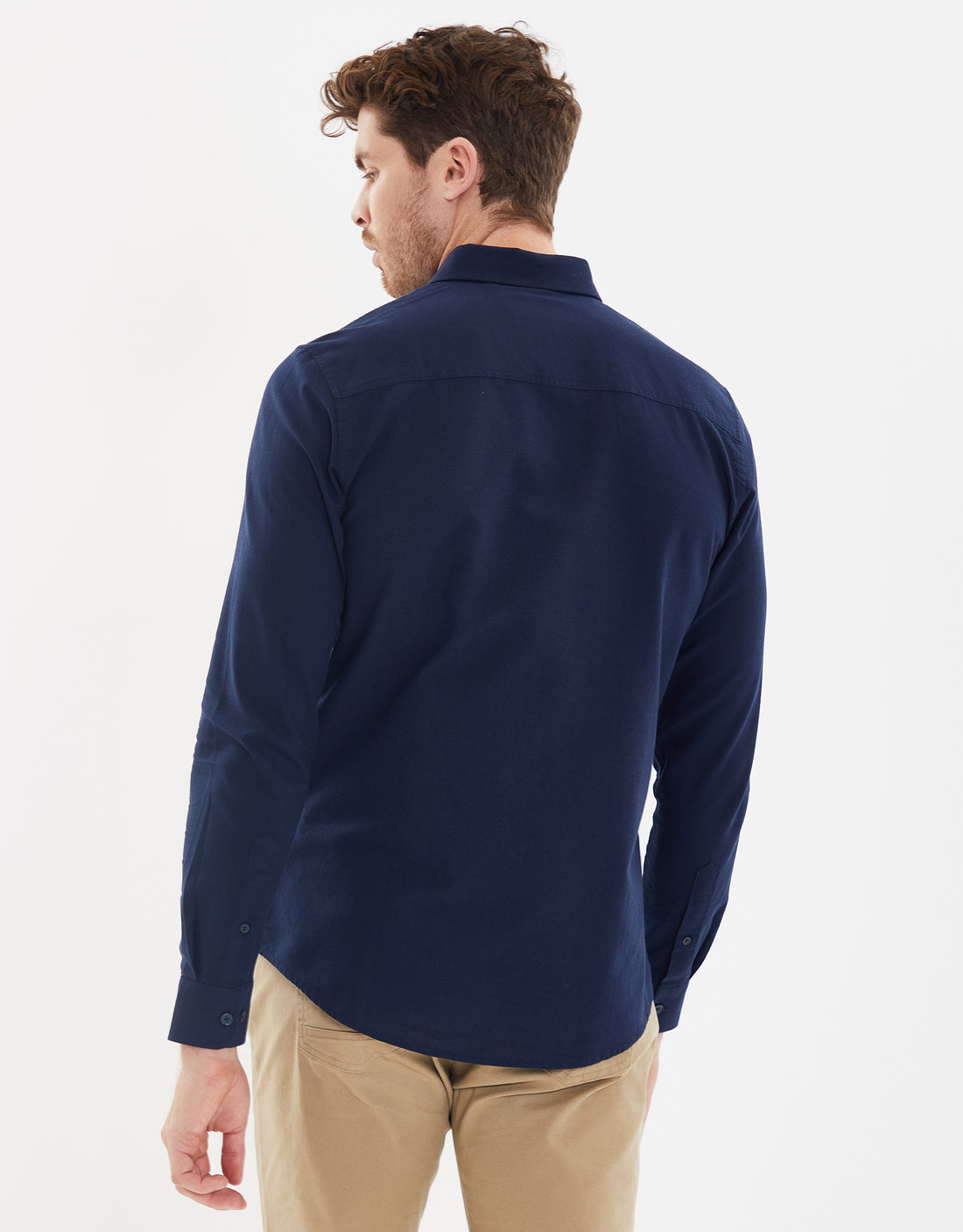Men's Navy Blue Cotton Long Sleeve Shirt – Threadbare