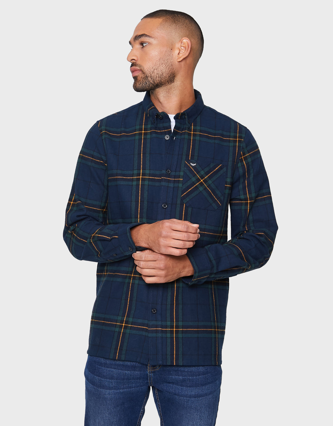 Navy Check Long Sleeve Shirt