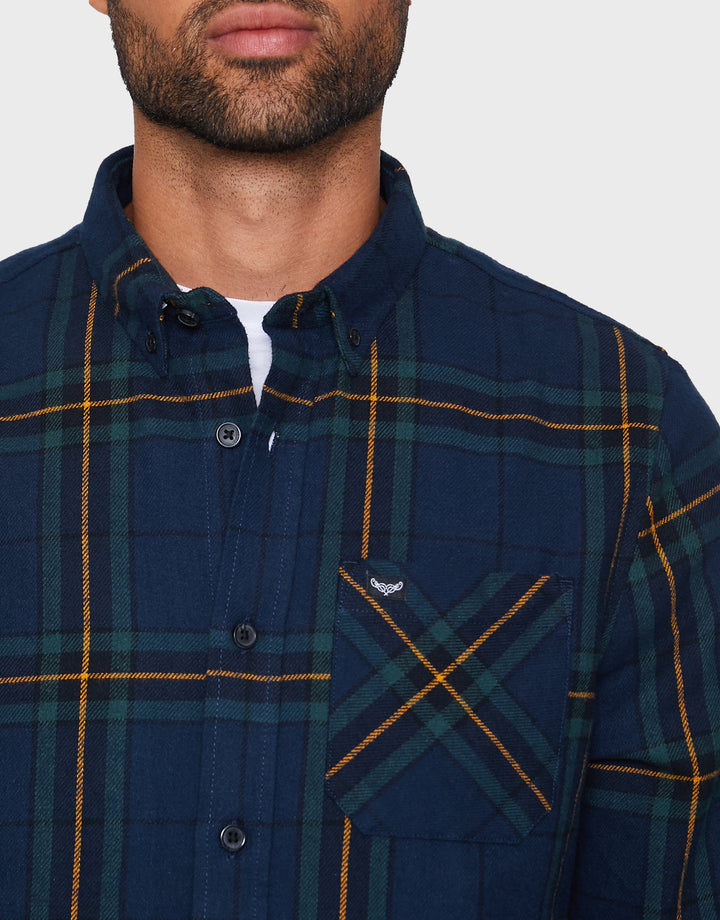 Navy Check Long Sleeve Shirt