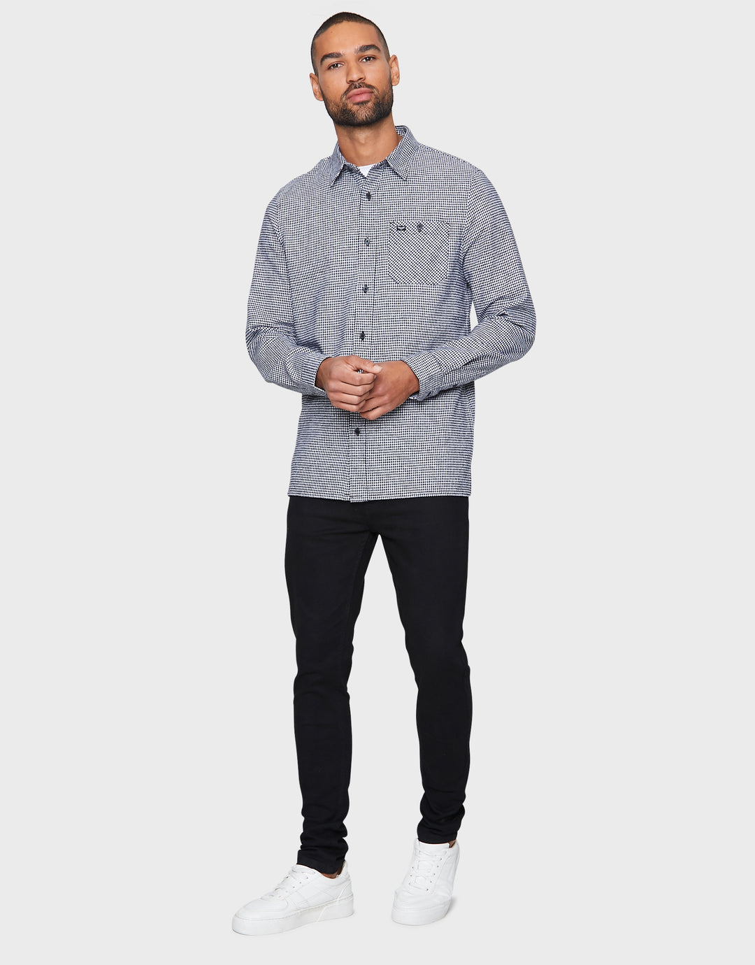 Blue Dogtooth Long Sleeve Shirt