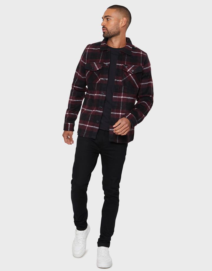 Burgundy Check Shacket