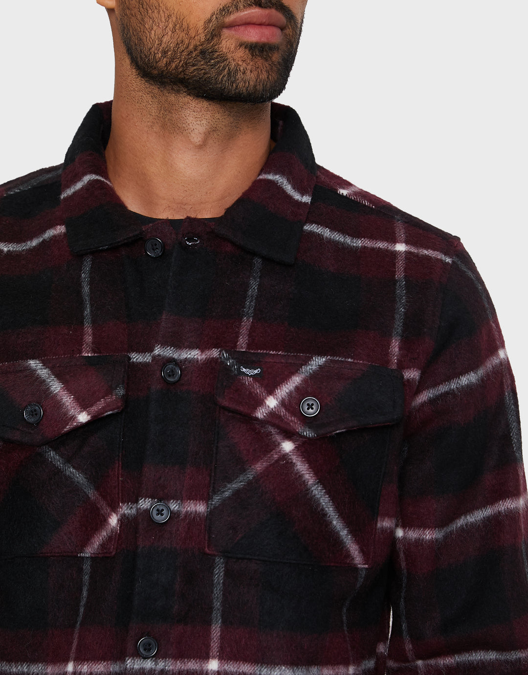 Burgundy Check Shacket