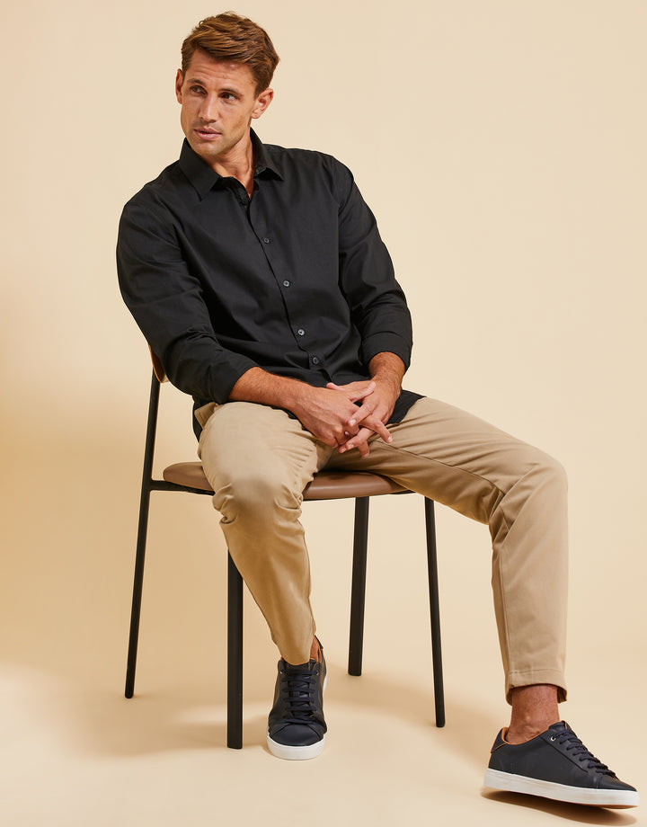 Threadbare Luxe Men's Black Long Sleeve Shirt