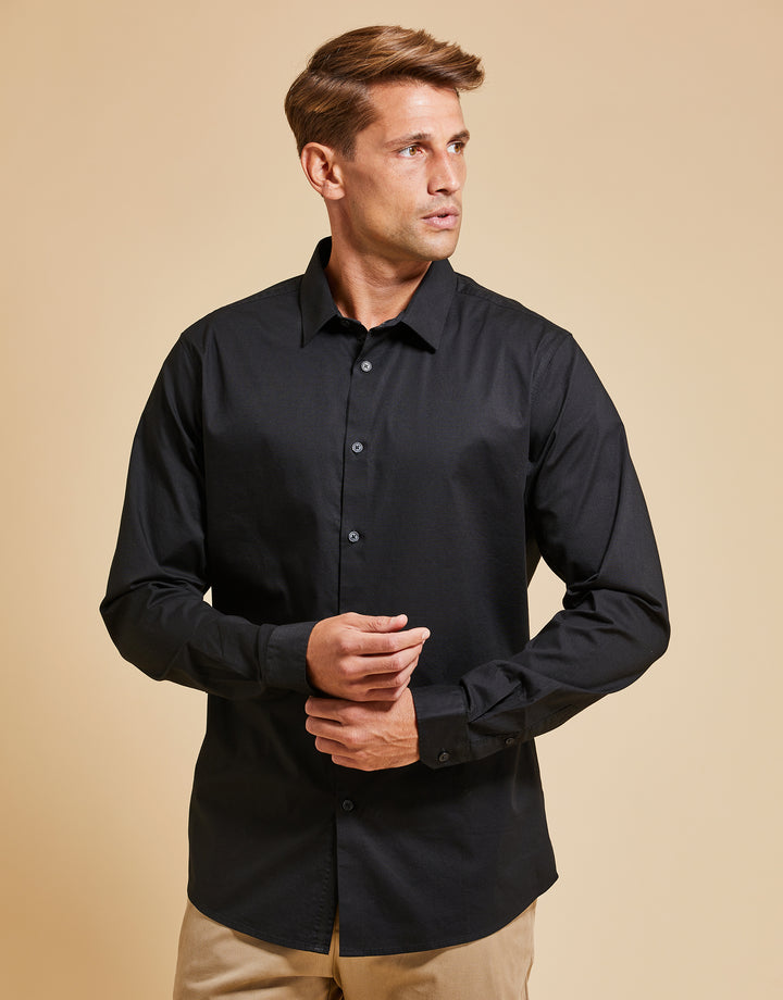 Threadbare Luxe Men's Black Long Sleeve Shirt
