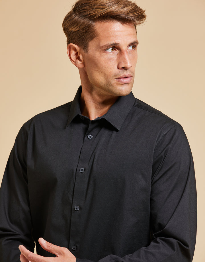 Threadbare Luxe Men's Black Long Sleeve Shirt