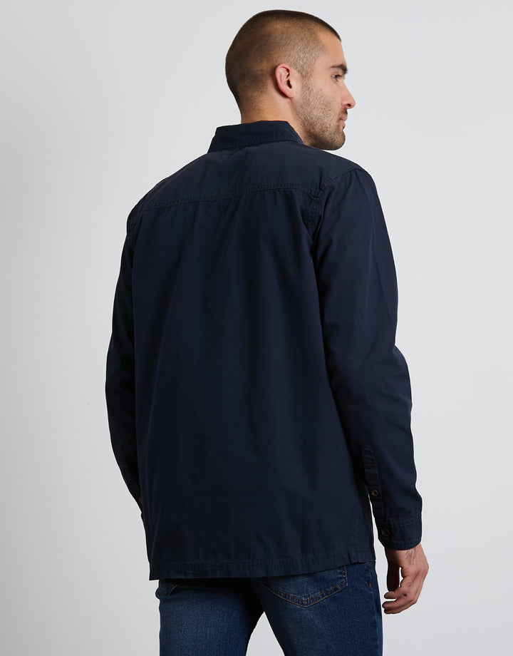 Navy Relaxed Fit Lightweight Shacket