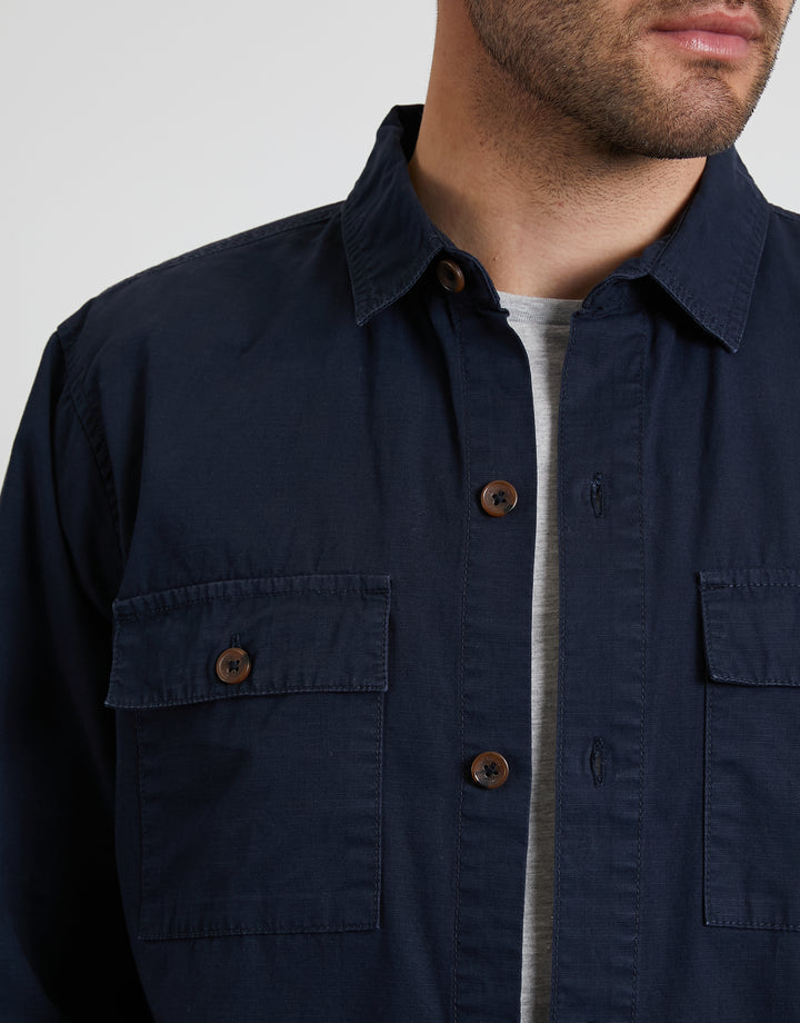 Navy Relaxed Fit Lightweight Shacket