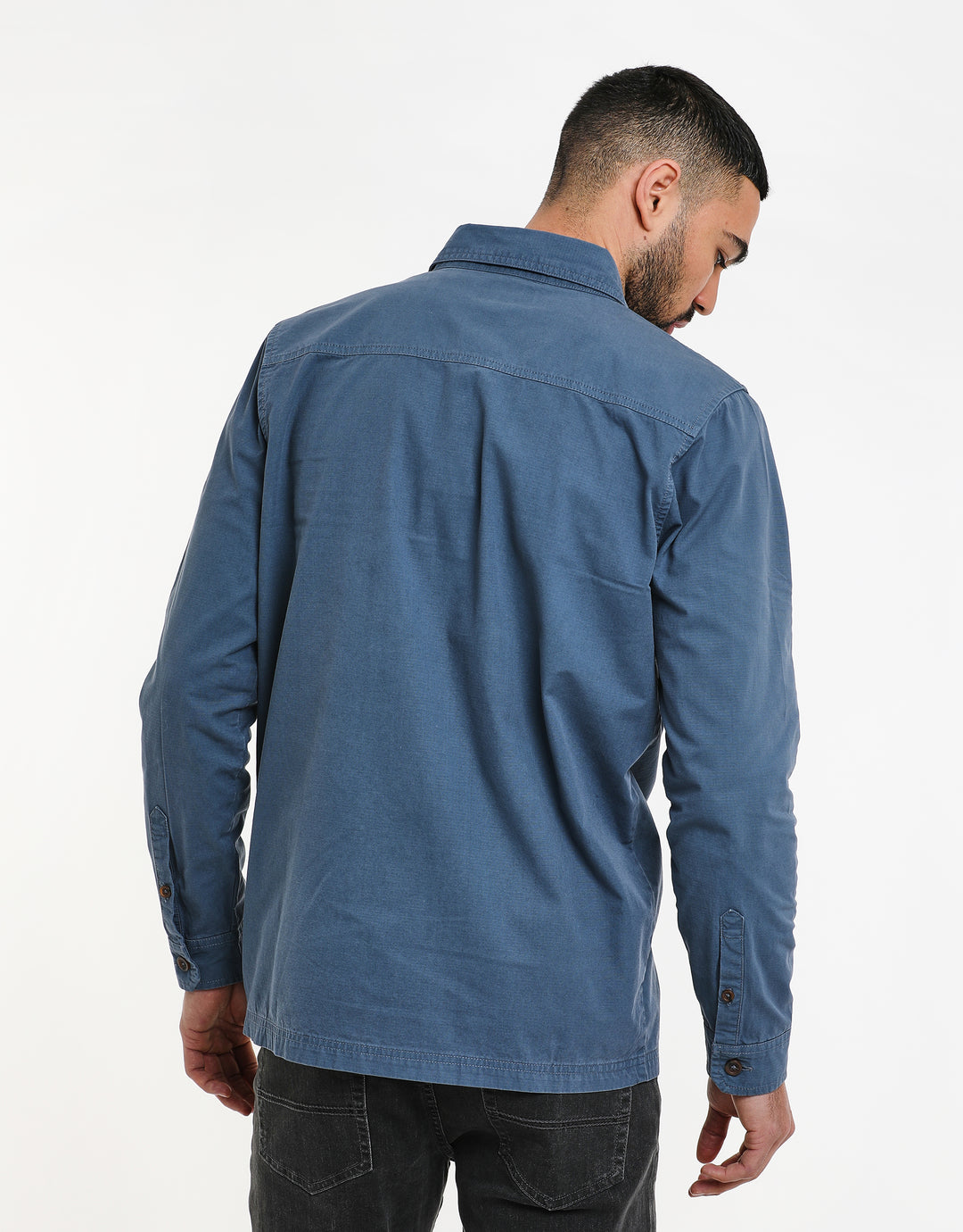 Dusky Blue Relaxed Fit Lightweight Shacket
