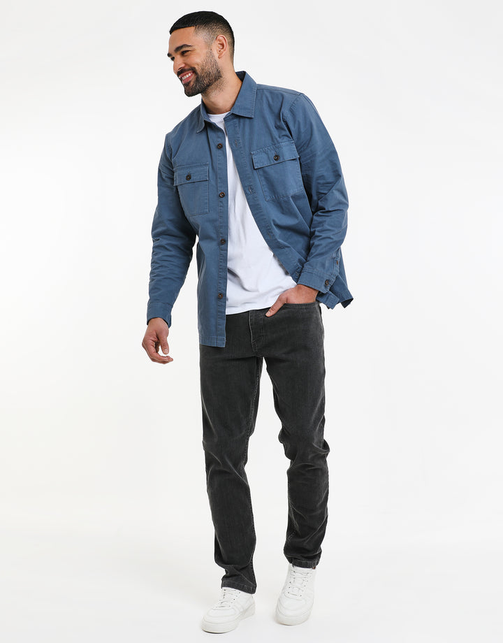 Dusky Blue Relaxed Fit Lightweight Shacket