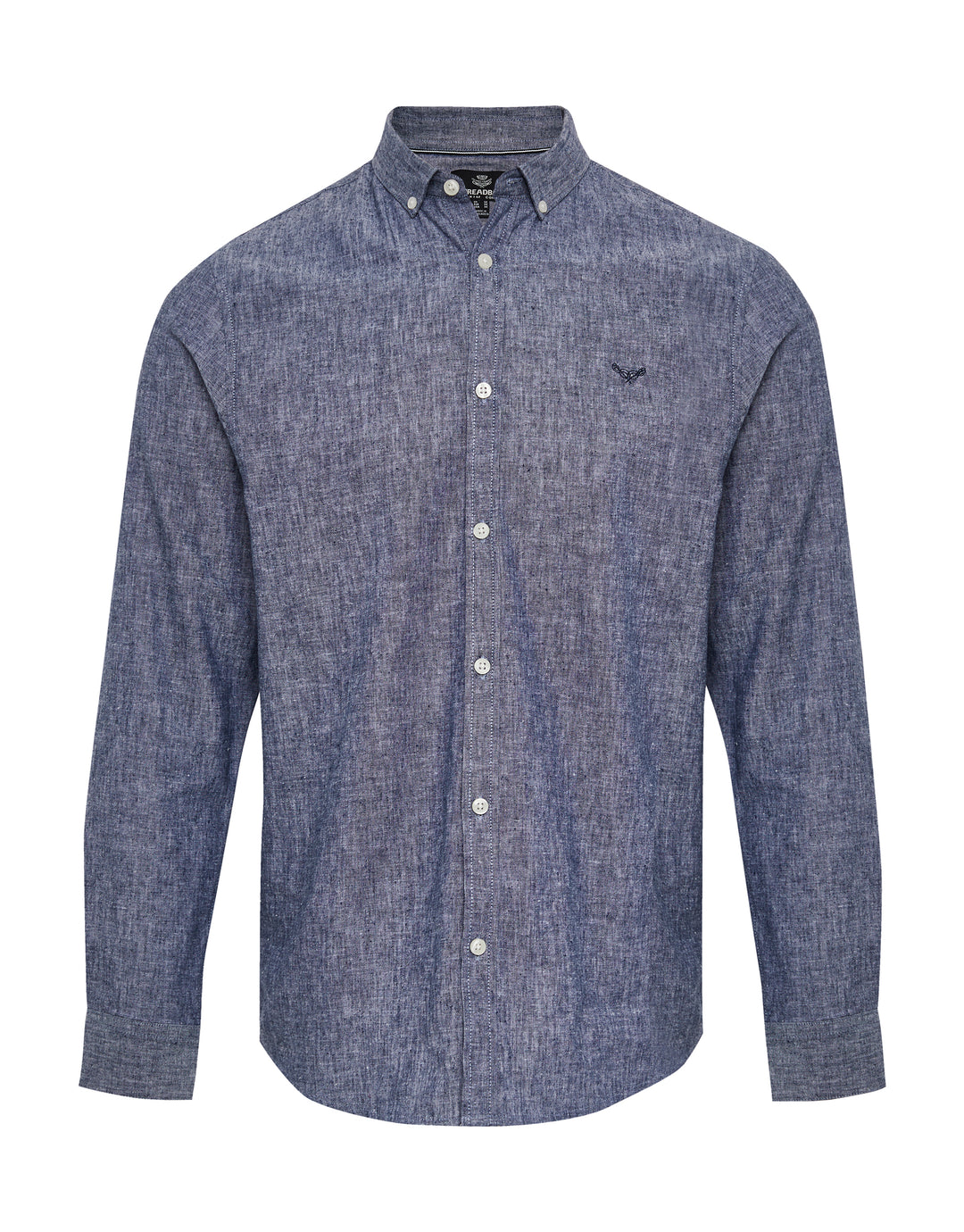Denim Blue Long Sleeve Linen Blend Shirt