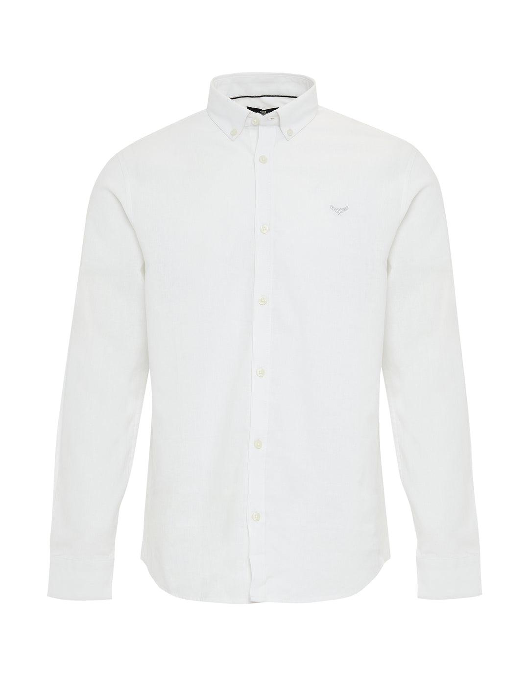 White Long Sleeve Linen Blend Shirt