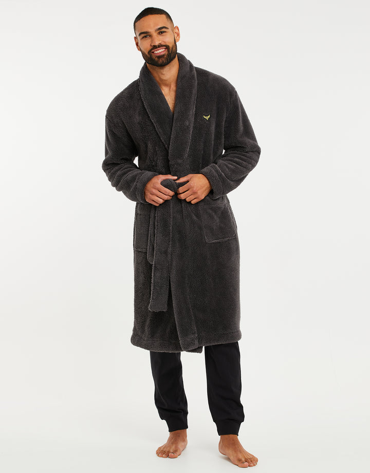 Charcoal Grey Teddy Dressing Gown