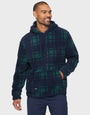 Navy Blue & Green Check Faux Borg Hoodie