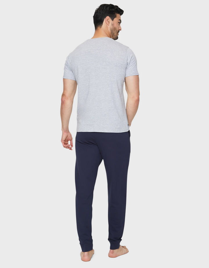 Grey & Navy Pyjama T-Shirt & Joggers (2-Piece Set)