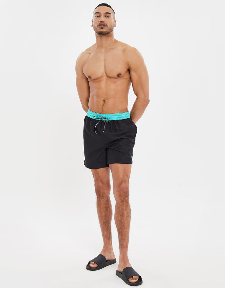 Black Contrast Swim Shorts