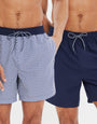 Navy & Geo Print Swim Shorts (2 Pack)
