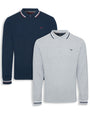 Blue Grey Mix Long Sleeve Polo Shirts (2 Pack)
