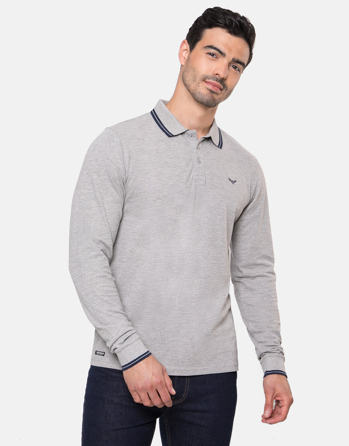 Grey Long Sleeve Polo Shirt