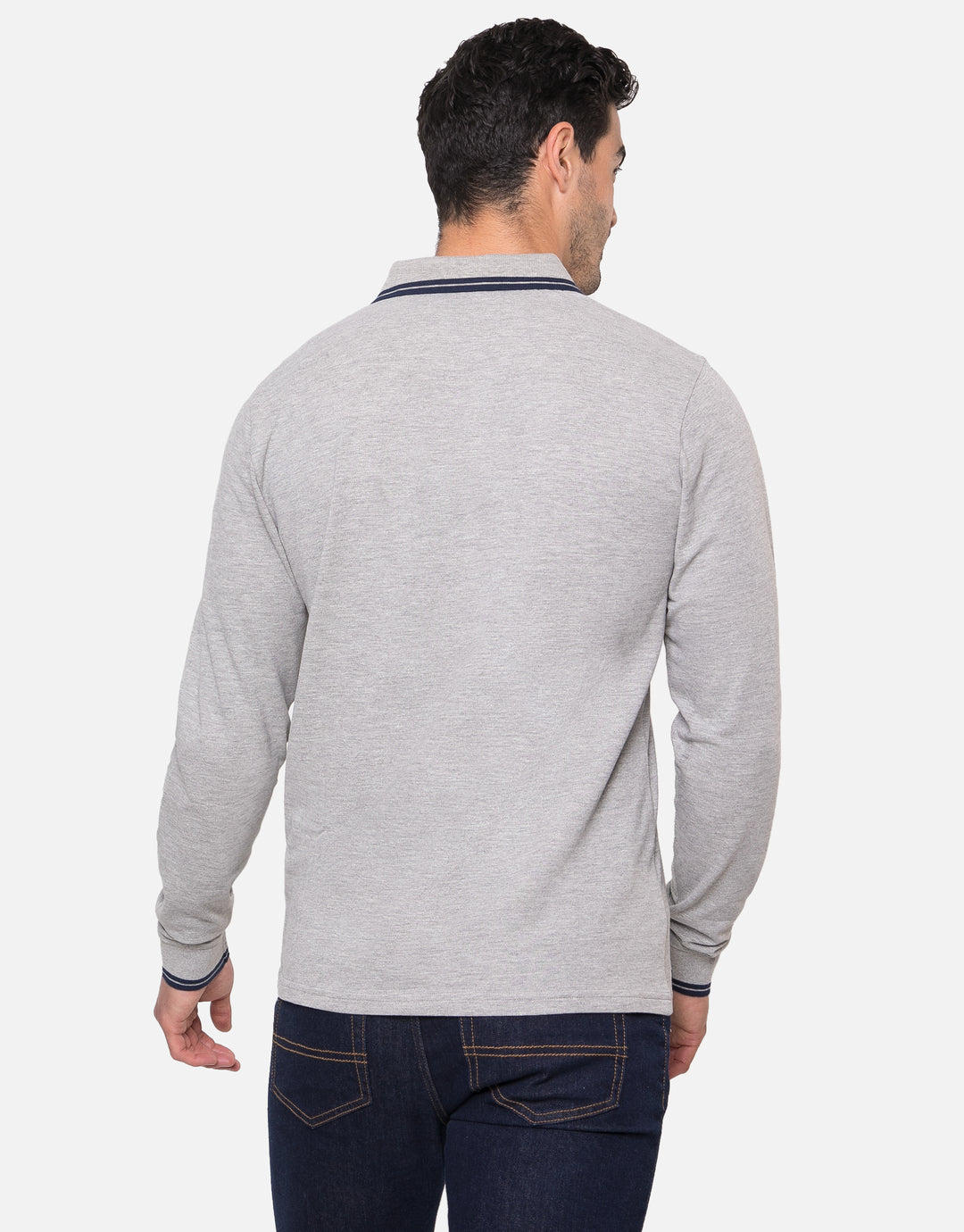 Grey Long Sleeve Polo Shirt