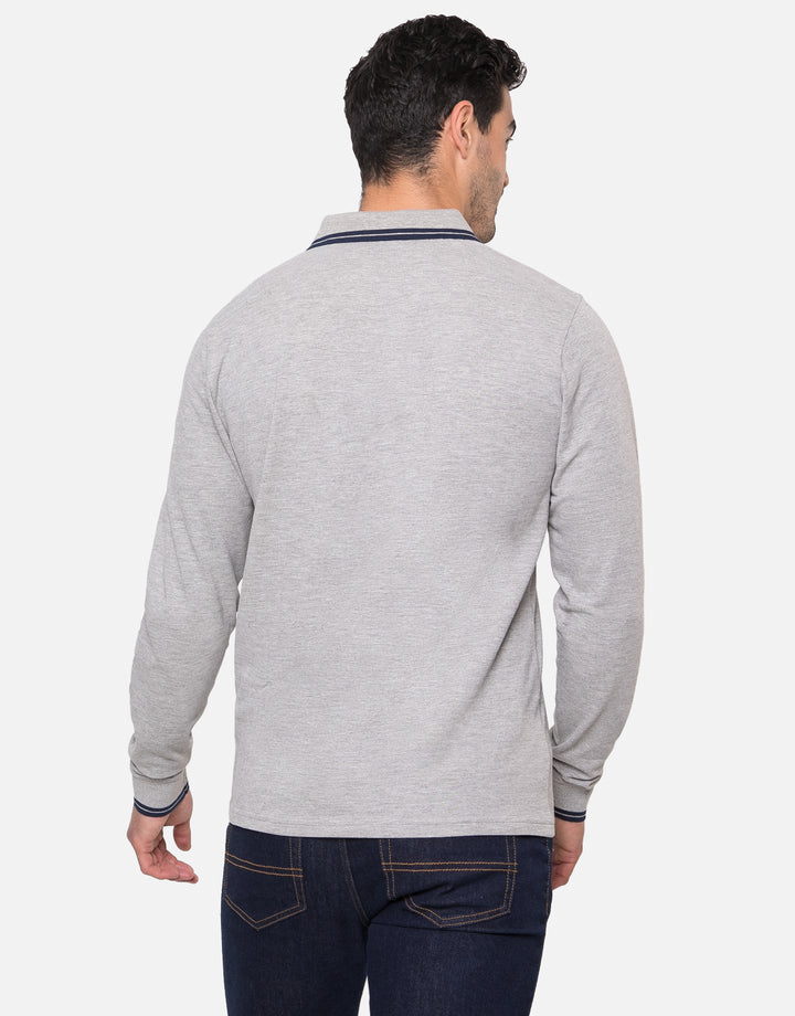 Grey Long Sleeve Polo Shirt
