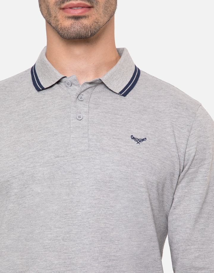 Grey Long Sleeve Polo Shirt