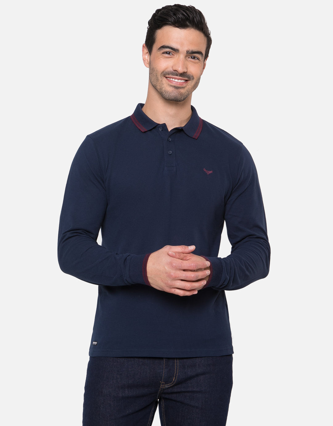Navy Long Sleeve Polo Shirt