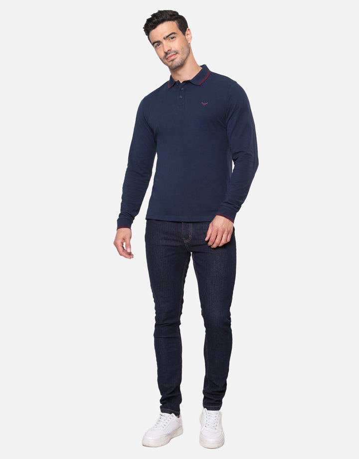 Navy Long Sleeve Polo Shirt