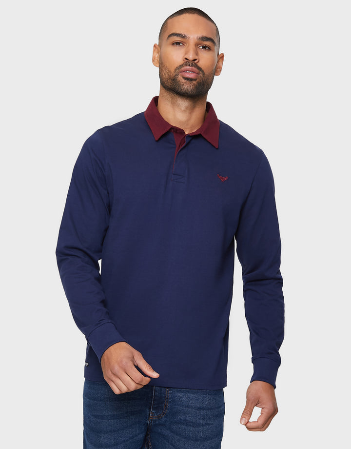 Navy Long Sleeve Polo Rugby Shirt