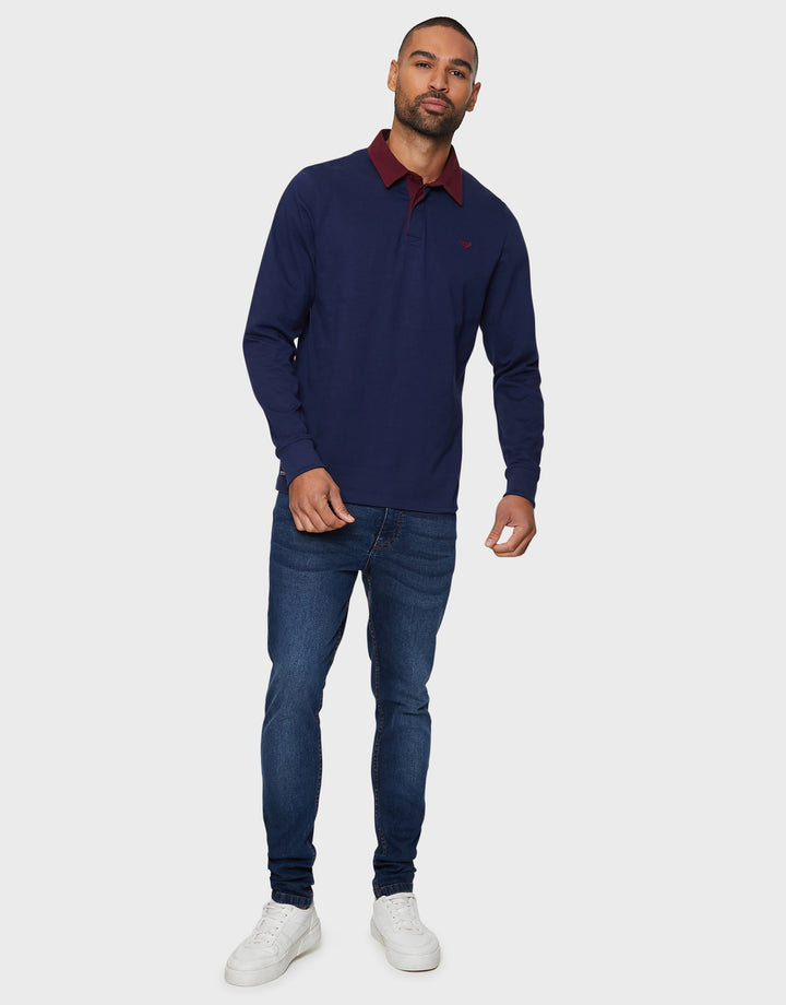 Navy Long Sleeve Polo Rugby Shirt