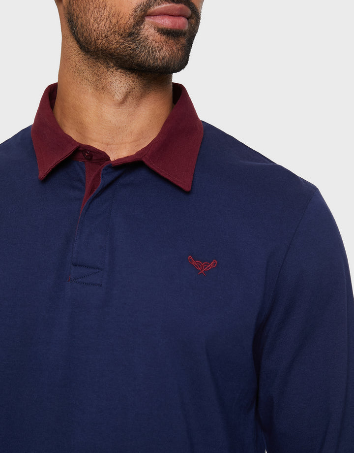 Navy Long Sleeve Polo Rugby Shirt