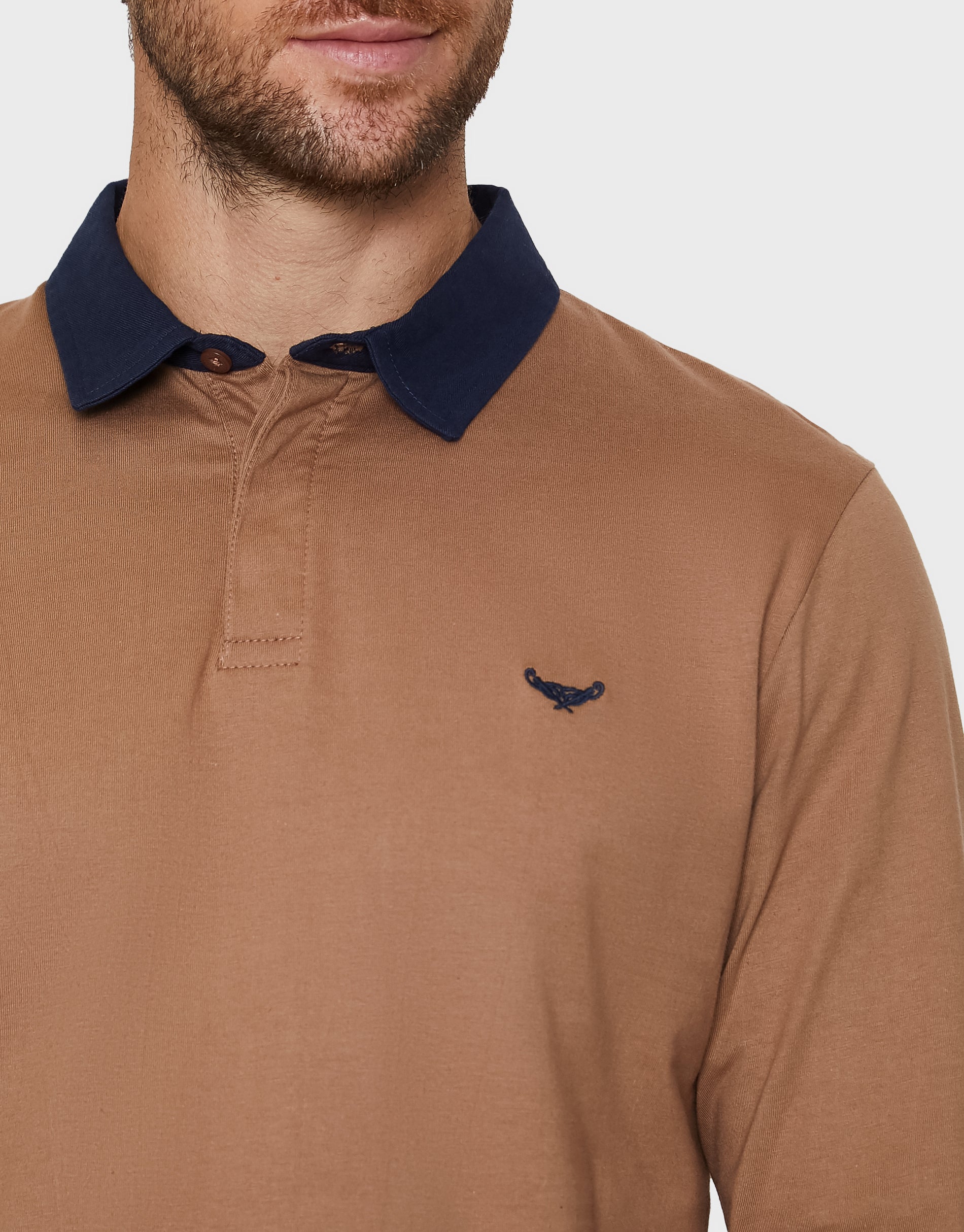 トップス DIGAWEL RUGBY SHIRT (CAMEL) 2 Threadbare Men's Black & Camel Striped Rugby Shirt