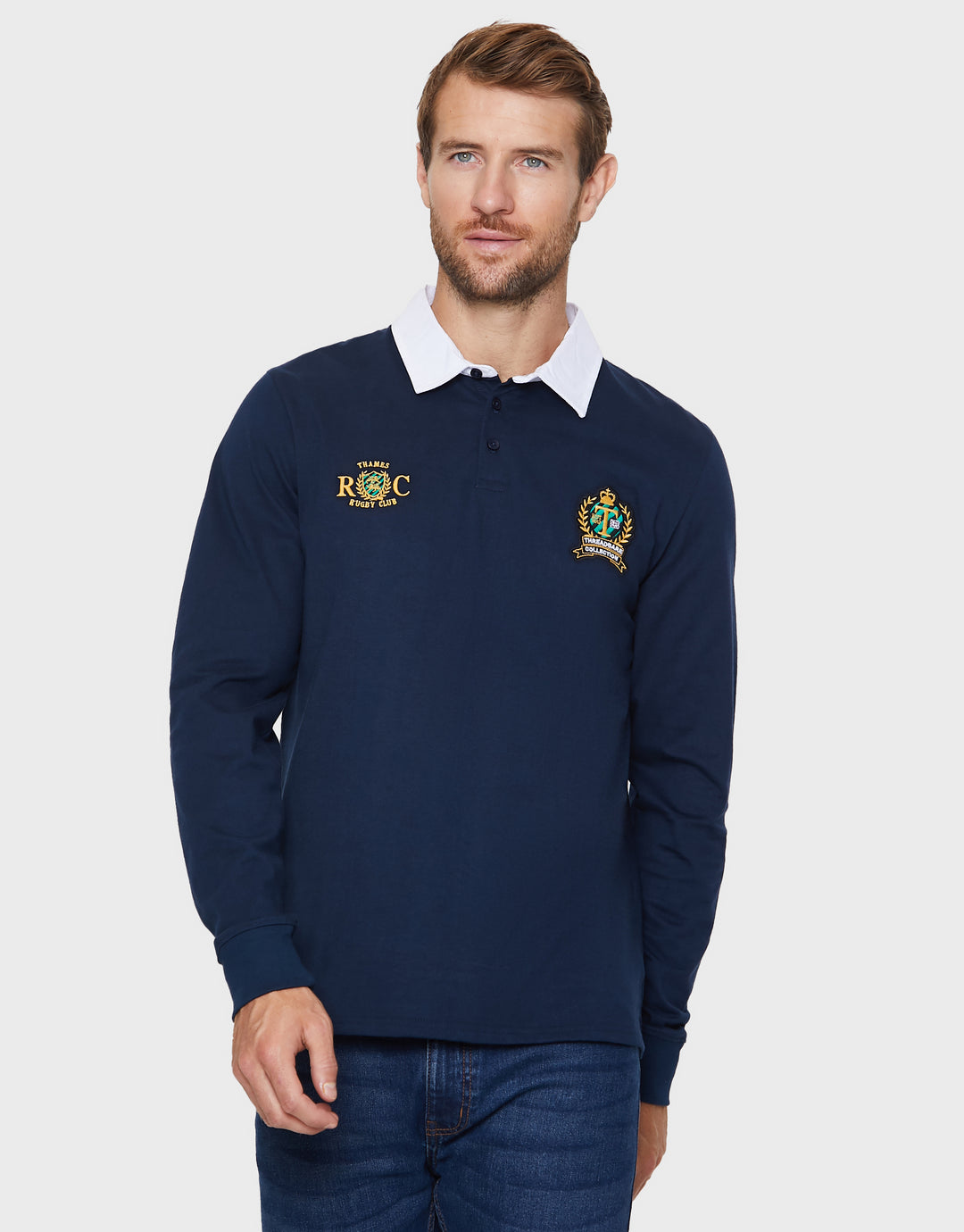 Navy Long Sleeve Polo Rugby Shirt