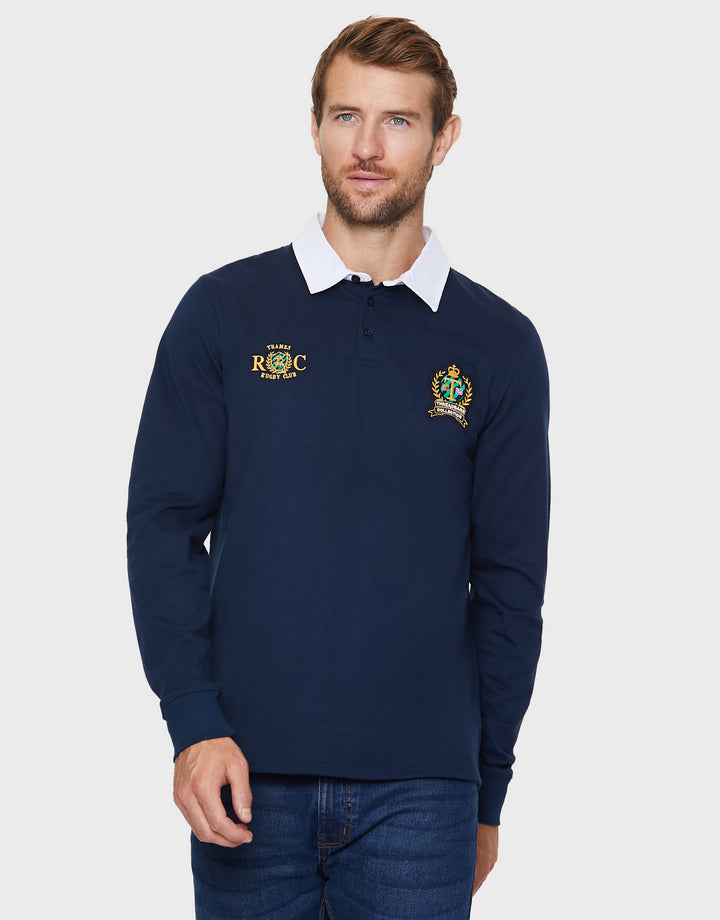 Navy Long Sleeve Polo Rugby Shirt