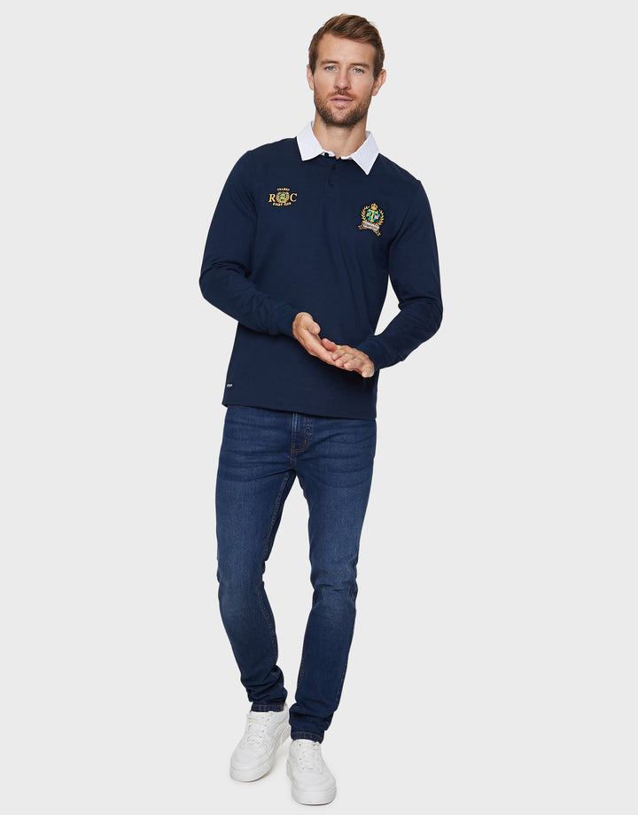 Navy Long Sleeve Polo Rugby Shirt