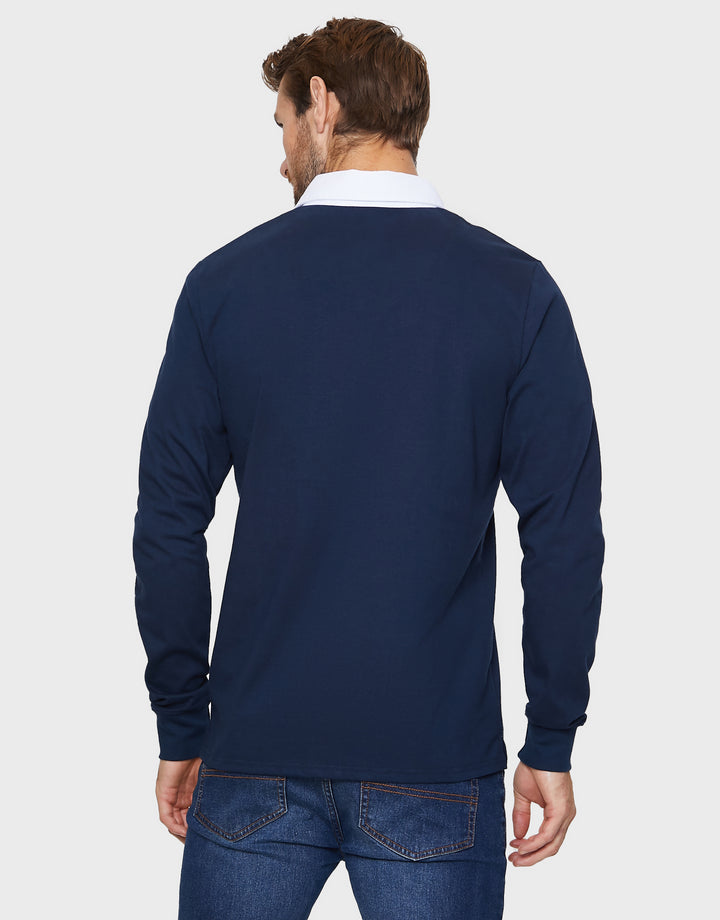 Navy Long Sleeve Polo Rugby Shirt
