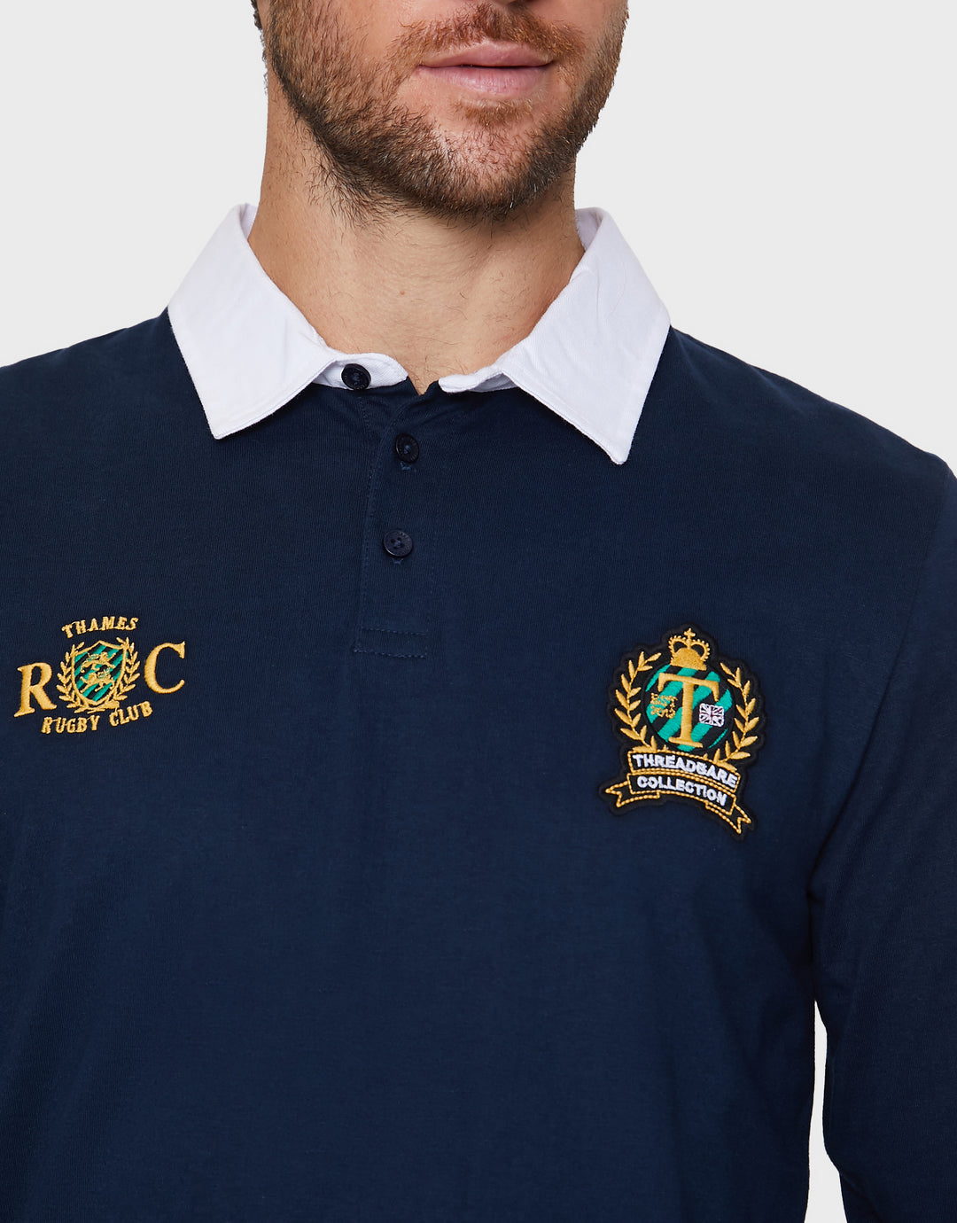 Navy Long Sleeve Polo Rugby Shirt