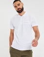White Honeycomb Rib Jetted Pocket Polo Shirt