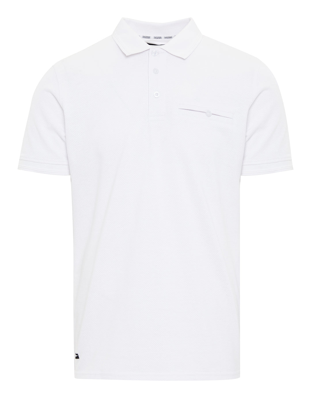 White Honeycomb Rib Jetted Pocket Polo Shirt