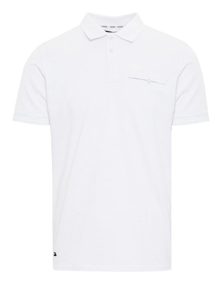 White Honeycomb Rib Jetted Pocket Polo Shirt