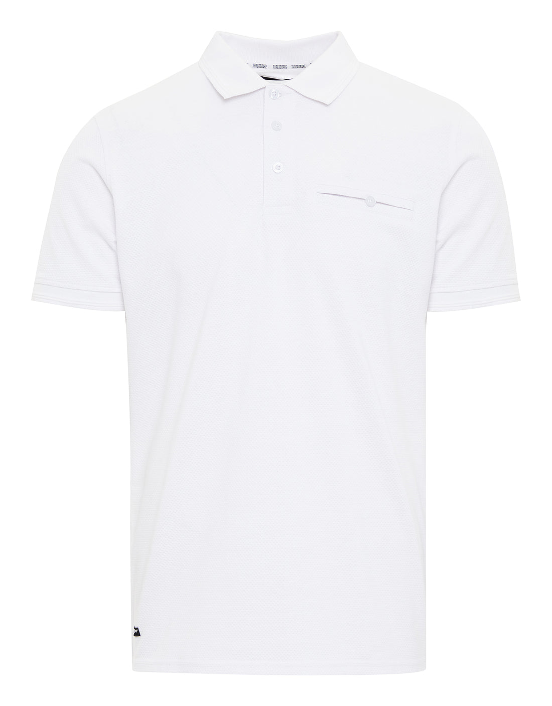 Men's White Honeycomb Rib Jetted Pocket Short Sleeve Polo Shirt ...