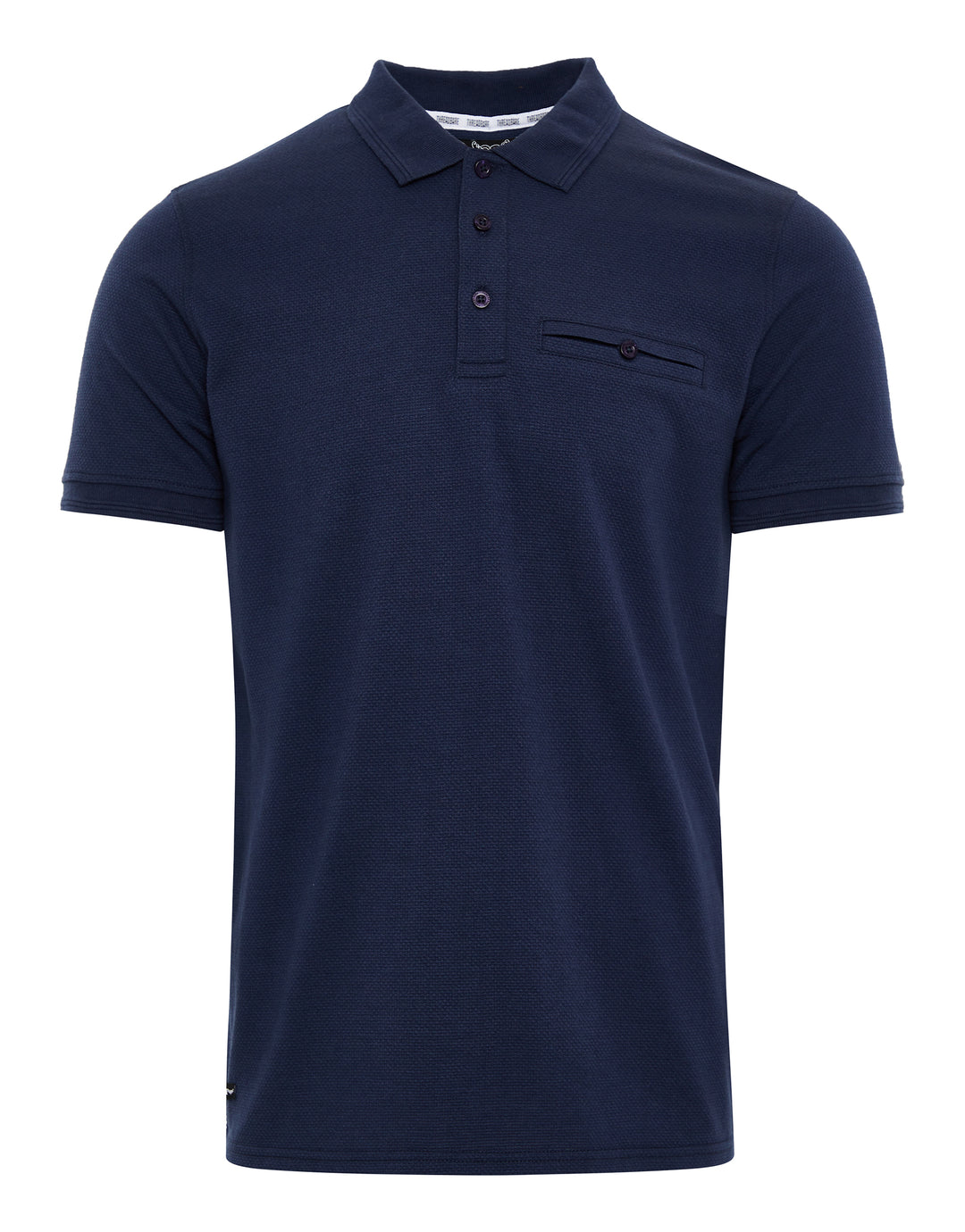 Navy Honeycomb Rib Jetted Pocket Polo Shirt
