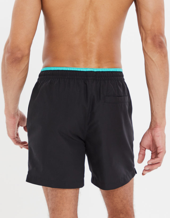 Black Contrast Logo Swim Shorts