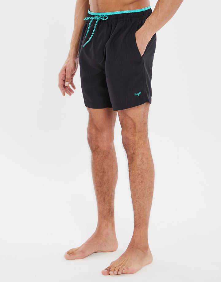 Black Contrast Logo Swim Shorts