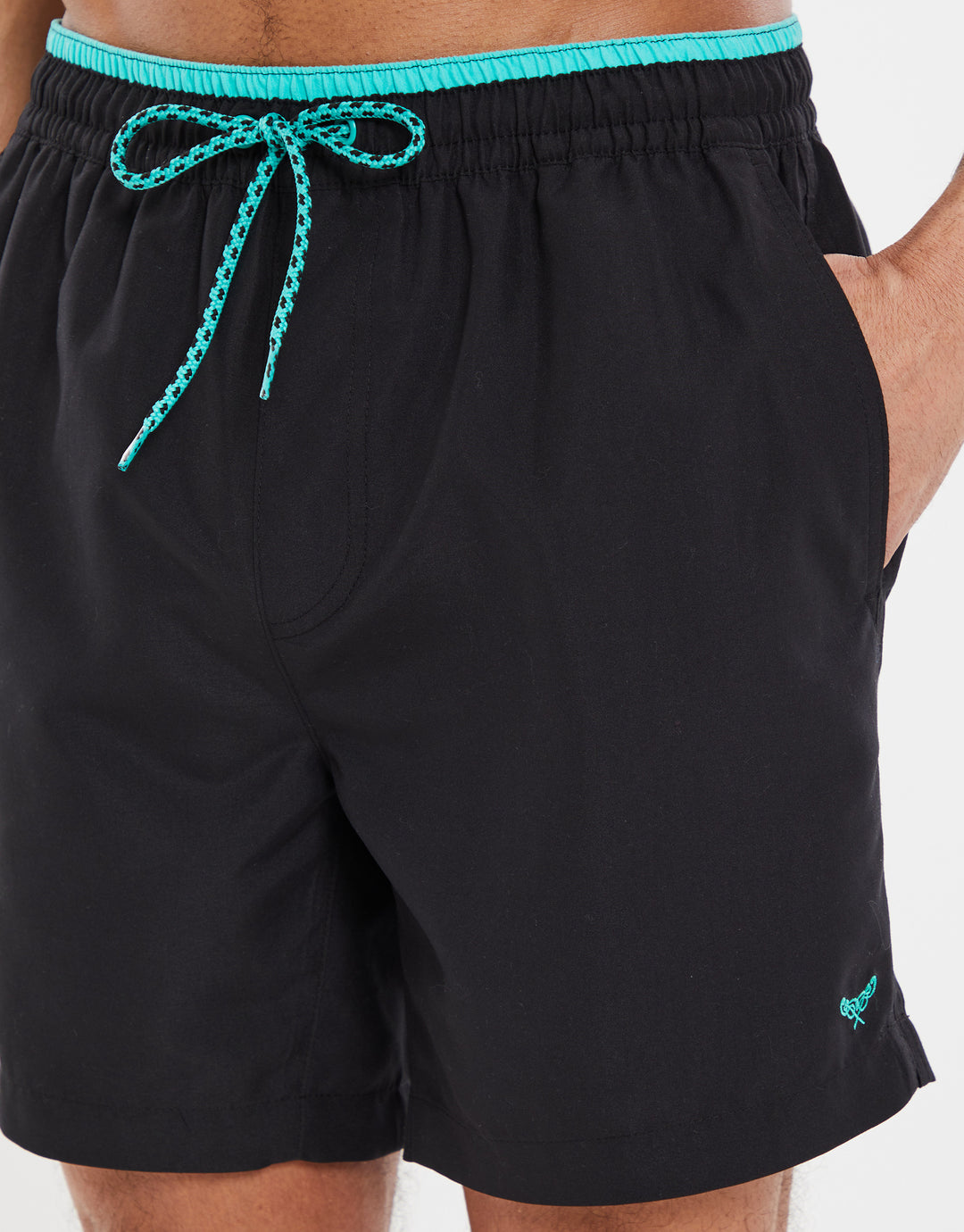 Black Contrast Logo Swim Shorts
