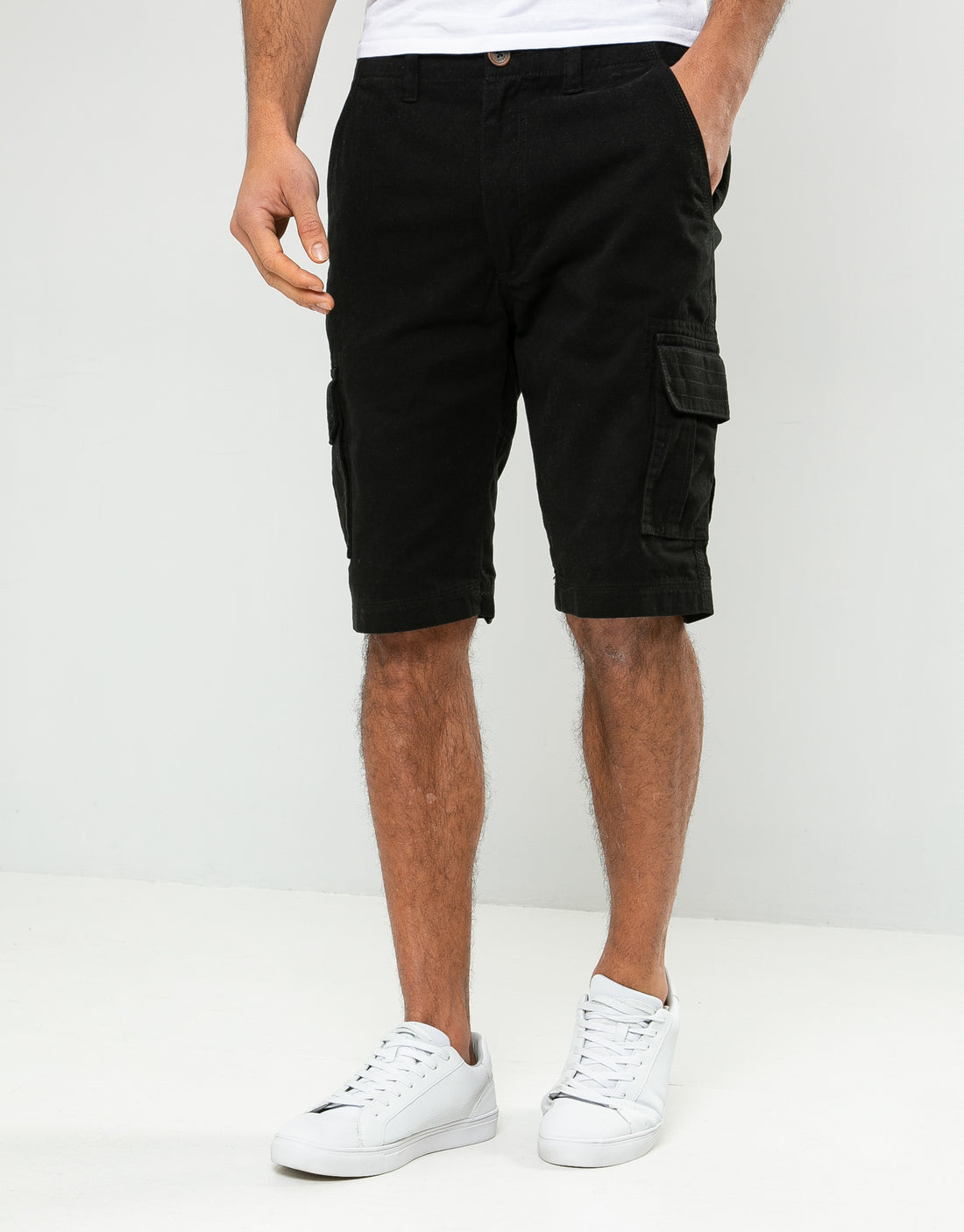 Men's Black Cotton Cargo Shorts – Threadbare